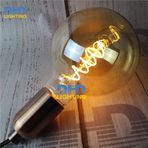 Free shipping Spiral Filament LED,Edison G95 Globe Bulb,4W,Amber Glass,Super warm 2200K,E27 Base,Decorative Lights,Dimmable