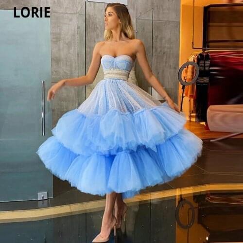 LORIE Glitter Tulle Prom Dresses Evening Party Dresses Vestidos De Festa Junior Charming Sweetheart Formal Prom Pageant Gowns