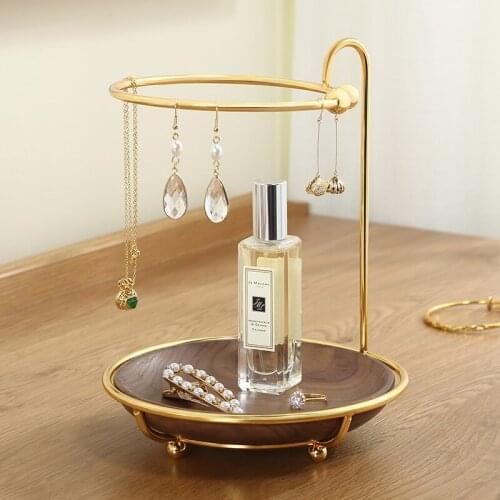 Casegrace Wooden 2 Layers Jewelry Holder Makeup Cosmetic Rack Earring Necklace Ring Bracelet Jewellery Metal Display Storage