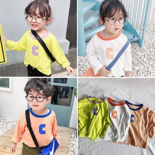 Unisex Kids T-shirts Spring Autumn Casual Print Long Sleeve Tops for Boy Toddler Baby Clothing Shirts Fashion Cotton Girls Shirt