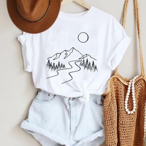 Women Cartoon Mountain Travel Cute Casual Style Fashion Summer Lady Print Tee Graphic T Top Female Tshirts Clothes T-Shirt