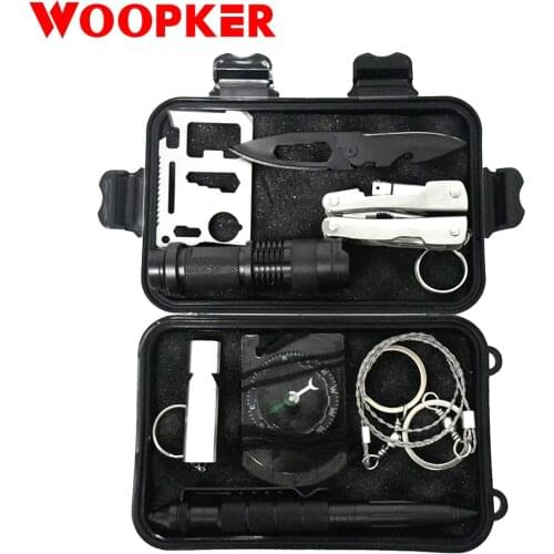 Multifunction 10 in 1 SOS survival kit Set EDC Camping equipment First Aid Emergency Supplies include Pliers Flashlight Compass
