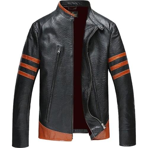 Fashion Men Genuine Leather Sheepskin Coat Male Formal Black Cool Clothing Genuine Sheepskin Jacket Men Slim Leather Overcoat