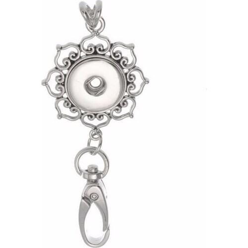 Fashion trendy hollow pattern flower pendant snap necklace 60cm fit 18mm snap buttons wholesale DJ0173 for Hanging Phone/Card