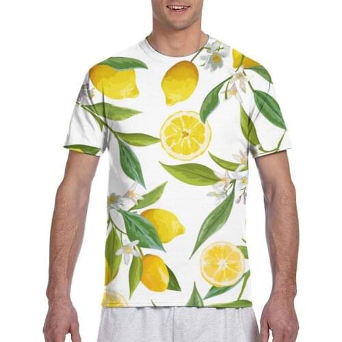 Fruits Lemon Floral Pattern Fashion T-shirt Men 2020 Summer Crew Neck Mens Tshirt Tee Shirts