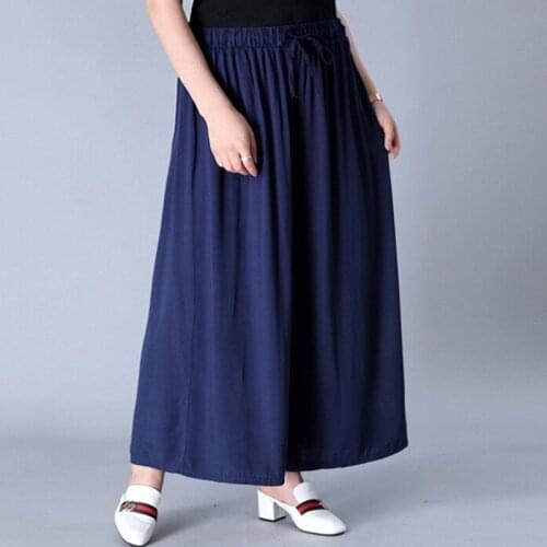 2021 New Womens Summer thin Pants High Waist Wide Leg Pants brand comfortable cool skirts Trousers plus size pants 5xl 6xl 7xl
