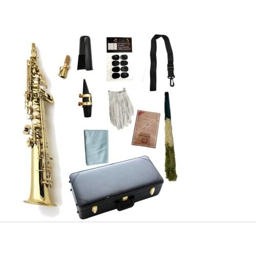 Brand New JUPITER JPS-747 Brass Gold Lacquer Soprano Straight Pipe Saxophone B Flat Sax Instruments With Case Mouthpiece