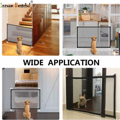 Pet Dog Cat Gate Ingenious Mesh Dog Fence Folding for Indoor and Outdoor Safe Pet Dog Gate Safety Enclosure Pet Supplies