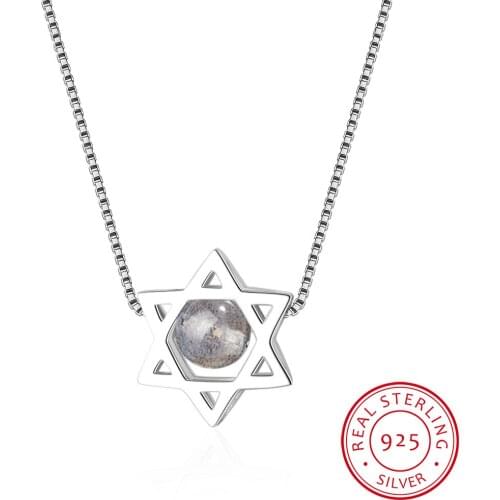 Hot Sale Natural Strawberry Crystal Moonstone Star Necklace For Women Girl Simple 925 Sterling Silver Jewelry S-N257