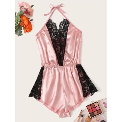 Hot New Lace Onesies Sleepwear Ultra thin Transparent Sleeveless Womens Pajamas Embroidery Underwear Comfortable Soft Nightgown