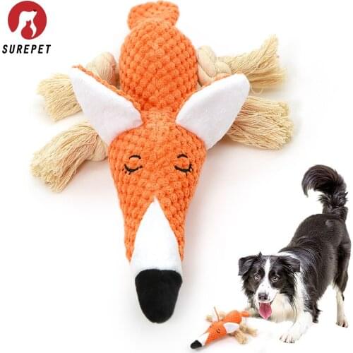 Plush Dog Toy,Interactive Stuffed Fox Dog Toys for Boredom,Cute Squeaky Dog Chew Toys for Puppy,Small,Medium,Large Breed