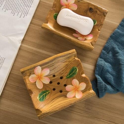 Handmade Irregular Solid Teak Soap Dish Tray Holder With Feet Storage Soap Rack Plate Box Container Porta Sapone Anti Cerne