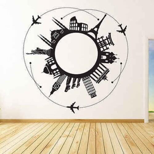 Travel Round The World Sticker DIY Wall Decals Large World Map Wall Stickers Cartoon Map Home Decor for Kids Room Vinyl B2-008