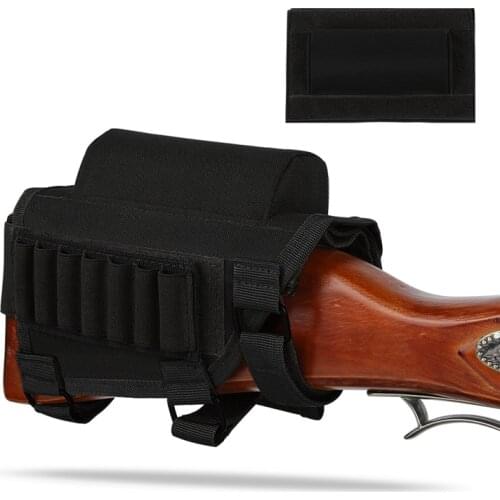 Adjustable Tactical Buttstock Rifle Shotgun Cheek Rest Shooting Pad Ammo Pouch Cartridges Shell Holder Hunting Gun Accessories