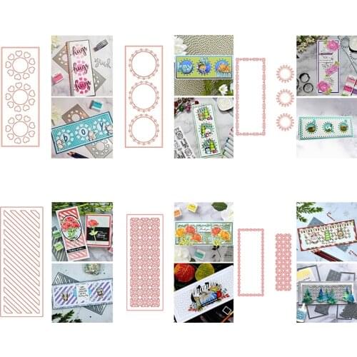 Slimline Series Metal Cutting Dies Circle Heart Dot Nested Vintage Frame DIY Scrapbooking Making Template 2021 New 79.2*206.2mm