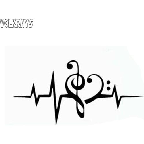 Volkrays Personality Car Sticker Music Heartbeat Monitor Motorcycle Accessories Reflective Vinyl Decal Black/Silver,7cm*15cm