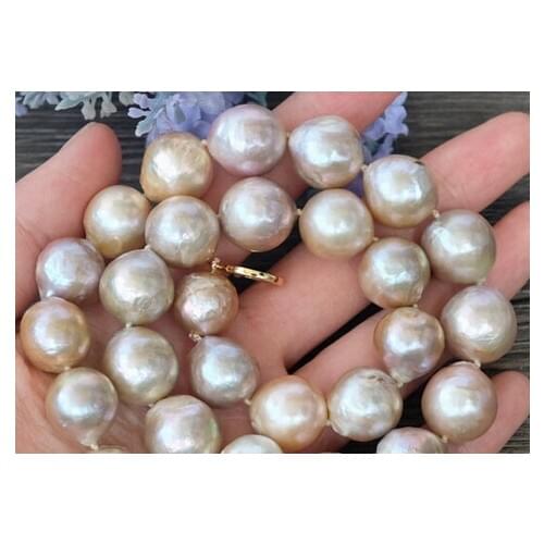 Natural Purple Edison Nucleated Flameball Baroque Pearl Necklace