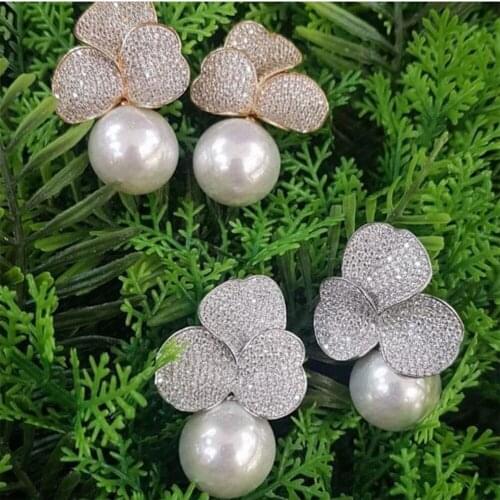 New Trendy Famous Brand Monaco Gold Imitation Pearl Earrings For Women Wedding pendientes mujer moda ethnic indian earrings