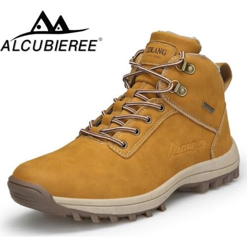 ALCUBIEREE Winter Men Boots Plush Super Warm Snow Boots for Men Sneakers Big Size 48 Men Ankle Boots Outdoor Shoes Botas Hombre
