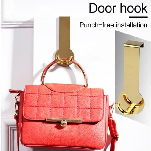 Gold Stainless Steel Door Hook Punch-free Key Holder Towel Hanger For Backpacks Clothes Umbrellas Wallets Home Organizer