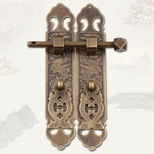 1 set Brass Cabinet Handle Chinese Dragon Cabinet Handles Knobs Wardrobe Drawer Pulls Wine Book Cabinet Hardware Furniture parts