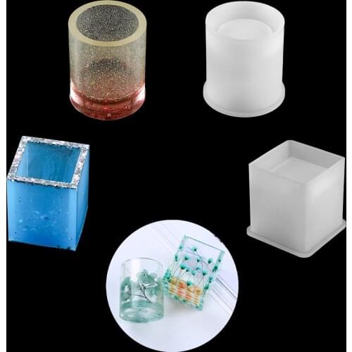 1pcs Square Round Epoxy Resin Pen Holder Mould Handmade UV Resin Stationary Mould For DIY Jewelry Findings Tools