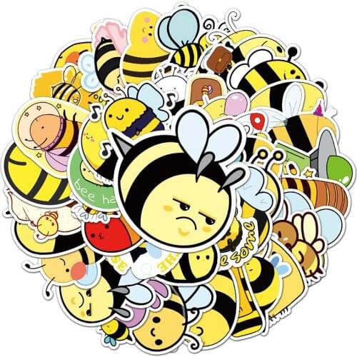 10/30/50PCS Cartoon Cute Little Bee Stickers Aesthetic Laptop Fridge Skateboard Guitar Suitcase Graffiti Sticker Decal Kid Toy