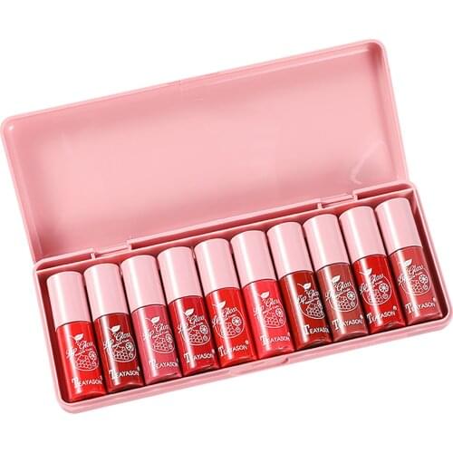 10PCS/Set Pearlescent Lip Balm Makeup Set Moisturizing Waterproof Long Lasting Lip Gloss Cute Lip Makeup Costmetics Tools