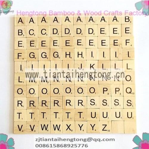 100PC/PACK Wooden Scrabble Tiles with Black Letter & Number,scrabble letter,Wooden Alphabet,Promotion craft,wood educational toy