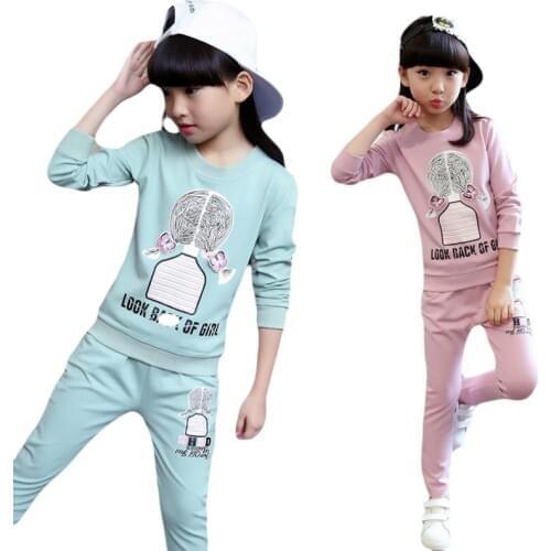 2018 Girls Clothes Set Autumn Spring New Long-sleeved Letters PrintedT-shirt + Pants Casual Sports Clothing 3-8Y
