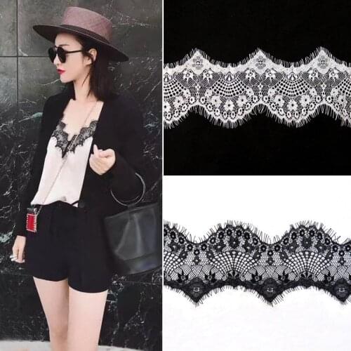 3meters underwear fan-shaped circle side dress White/Black eyelash lace ribbon 10cm diy african lace fabric wedding decoration