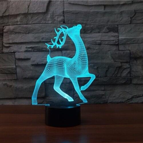 Sika Deer 3d Night Light 7 Color Changing Remote Touch Switt Usb Table Lampara Lampe Christmas Deer As Gift for Kids Gift