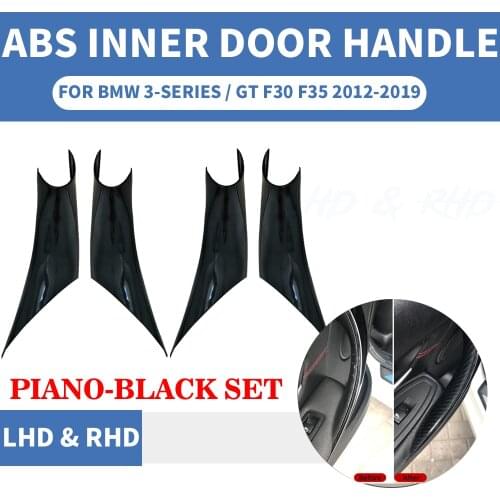 4PCS Car Styling Interior Door Panel Handle Inner Pull Protective Cover Trim Piano Black For BMW 3/GT 4 Series F30 F35 2013-19