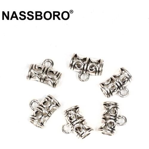 9x11MM Tibetan Antique Silver Spacer Beads For Jewelry Making Metal European Beads Diy/Handmade Connected Bracelet Necklace