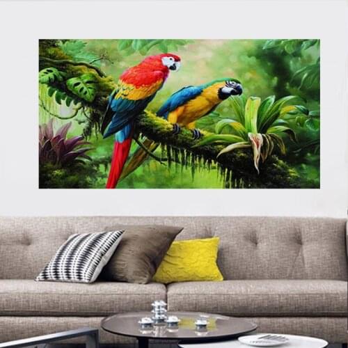 Abstract Animal Wall Art Oil Pictures For Living Room Home Decor parrot Canvas Painting green tree plant living room decoration