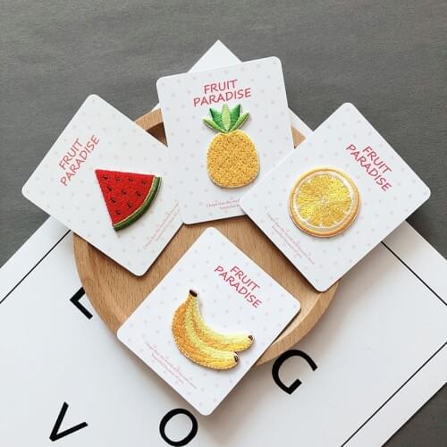 AHYONNIEX 1PC Peach Apple Fruit Embroidery Patches for Bag Jeans Cherry Lemon Iron On Patches for Clothes Small DIY Patch Cute