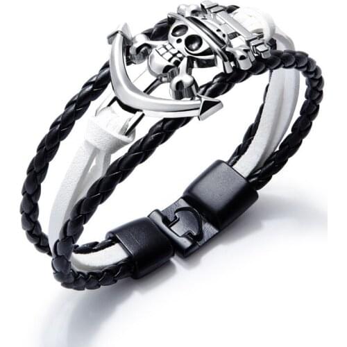 Anime One Piece Cosplay Charm Bracelets Monkey D. Luffy Role Play Skull Bracelet for Men Women Halloween Party Jewelry Bangle