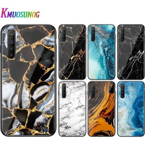 For OPPO A5 A9 2020 F7 Phone Cover Shell Granite Stone Marble Texture for OPPO Reno 2 Z 2Z 2F 3 4 Pro 5G Bright Black Phone Case
