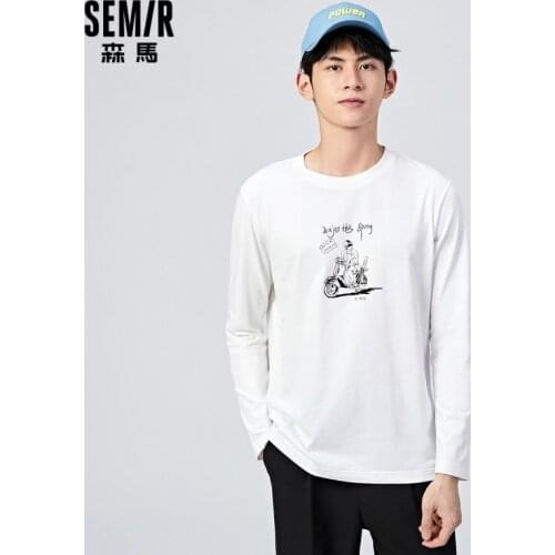 SEMIR Long Sleeve T-Shirt Men 2021 New Spring Bottoming Tshirt Men Korean Trend Pattern Tops Cotton