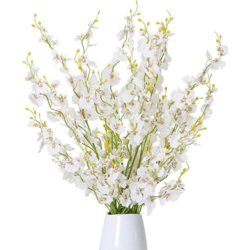 12Pcs Artificial Orchids Flowers Silk Fake Dancing Orchids Flowers Bouquet for Home Decoration