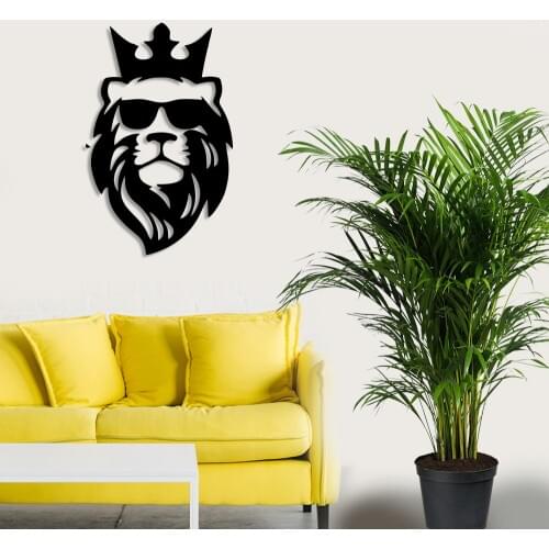 Crowned Lion For Vehicle Wall Room Home Accessory Wooden Table 31x50cm