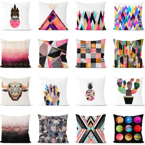 Creative Home Furnishing Geometric Pillowcase Simple Rose Gold Cute Pillow Pillow Case Pillow Cushion Cover Sofa Home Decor