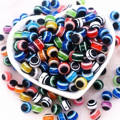 8mm 10mm Round Spacer Beads Evil Eye Beads Stripe Resin Spacer Beads For Jewelry Making DIY Bracelet Necklace Charms