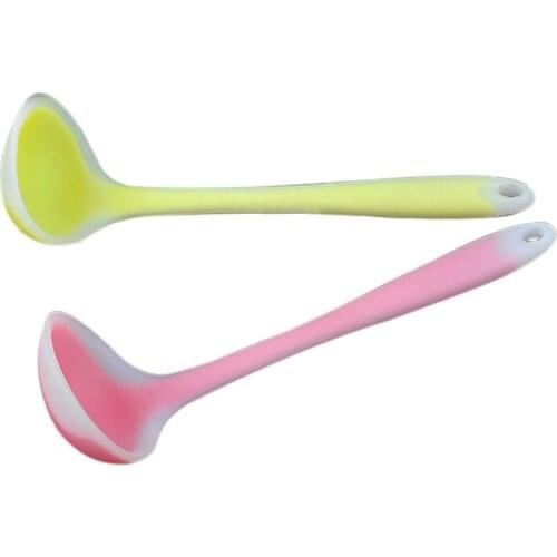 1PC Nonstick Translucent Silicone Spoon High-Temperature Anti Hot Handle Soup Spoon Kitchen Cooking Tools Not Hurt Spoon
