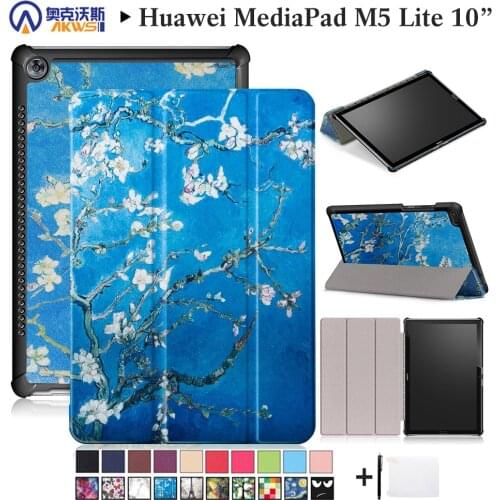 Magnetic Cover Case for Huawei MediaPad M5 Lite 10.1, BAH2-L09/W19 DL-AL09, Smart Tablet PU Leather Case+gift