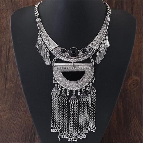 Metal Chunky Neclacke Jewelry Long Tassel Geometric Necklace Women Exaggerated Punk Collar Female Accessories