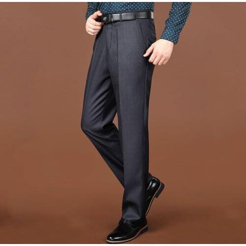 Male Formal Silk Office Classic Abig Size Spring Autumn Straight Work Business Pants Baggy Suit Long Trousers for Mens