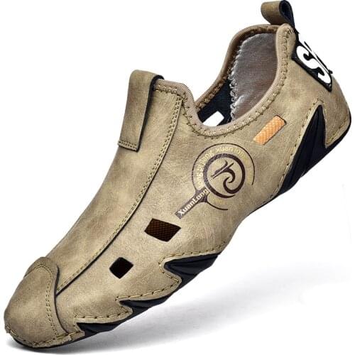 2021 New Summer Mens Soft Leather Casual Shoes Luxury Fashion Soft Loafers Moccasins Breathable Non-Slip Driving Shoes Big Size