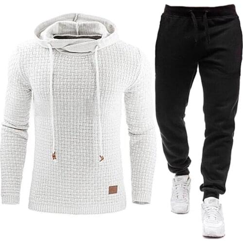 DropShipping Custom logo Tracksuit Men Brand Male Solid Hooded Sweatshirt+Pants Set Mens Hoodie Sweat Suit Casual Sportswear