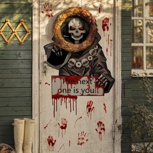 Wizard Handprint Wall Stickers 2021 Halloween Decoration Window Stickers Door Party Room Decor Scary Decos Props Removable